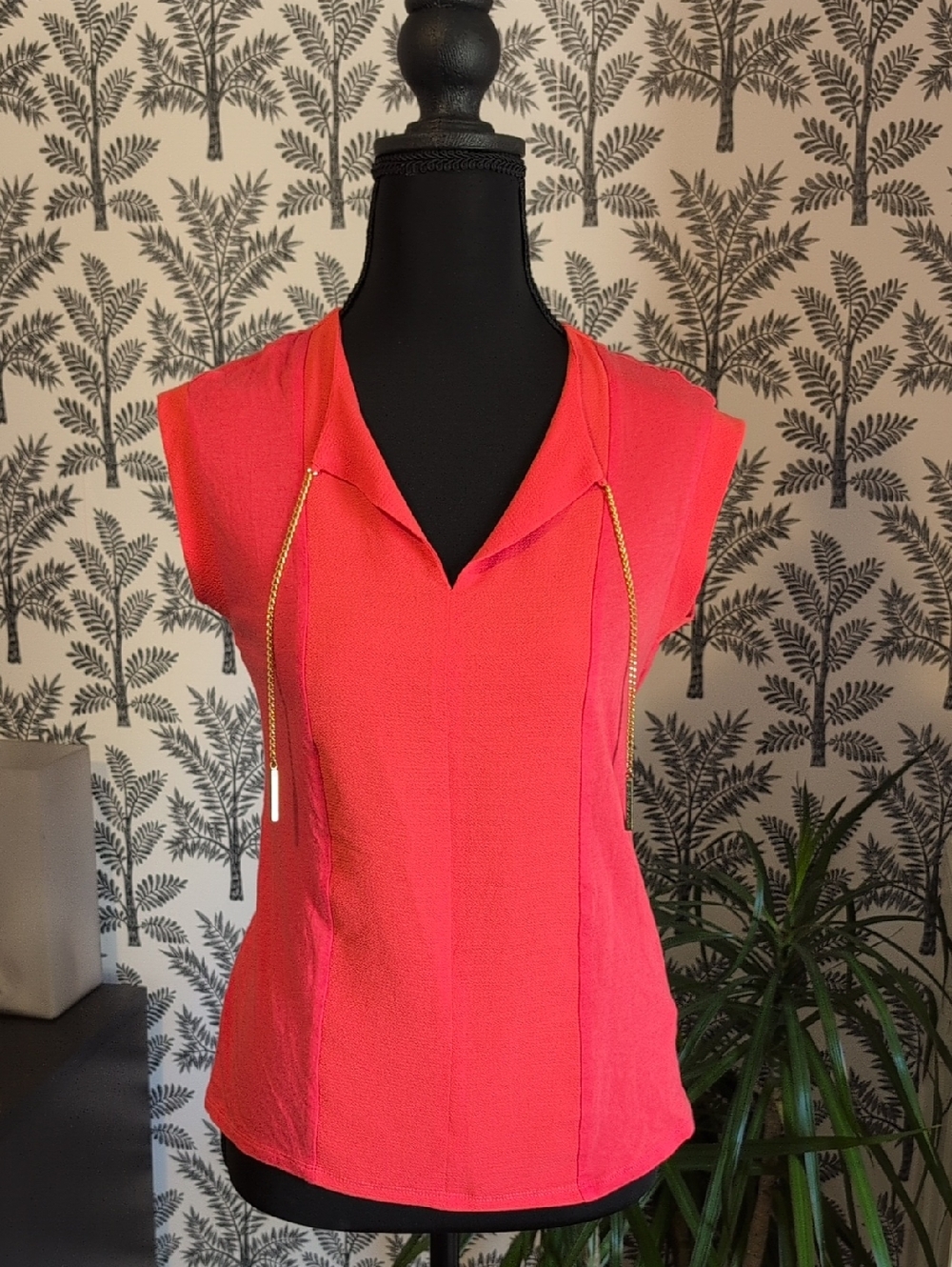 Michael Kors Coral Mixed Media Top